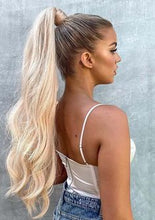 Load image into Gallery viewer, LIGHTEST BLONDE (22) HUMAN PONYTAIL CLIP IN HAIR EXTENSIONS 16 / 20 INCH **THICK***