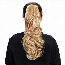 Load image into Gallery viewer, GOLDEN BLONDE (27/613) HUMAN PONYTAIL CLIP IN HAIR EXTENSIONS 16 / 20 INCH **THICK***