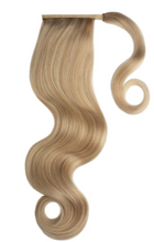 Load image into Gallery viewer, GOLDEN BLONDE (27/613) HUMAN PONYTAIL CLIP IN HAIR EXTENSIONS 16 / 20 INCH **THICK***