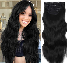 Load image into Gallery viewer, NATURAL BLACK (1) CLIP IN 22" HAIR EXTENSIONS 100% HUMAN REMY HAIR 110G/240G
