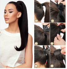 Load image into Gallery viewer, ESPRESSO (3) HUMAN PONYTAIL CLIP IN HAIR EXTENSIONS 16 / 20 INCH **THICK***