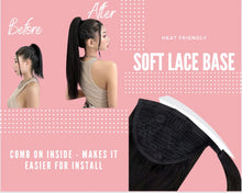 Load image into Gallery viewer, NATURAL BLACK (1) HUMAN PONYTAIL CLIP IN HAIR EXTENSIONS 16 / 20 INCH **THICK***