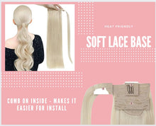 Load image into Gallery viewer, LIGHTEST BLONDE (22) HUMAN PONYTAIL CLIP IN HAIR EXTENSIONS 16 / 20 INCH **THICK***