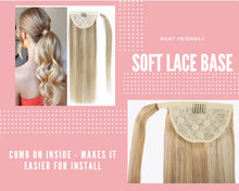 Load image into Gallery viewer, SANDY BLONDE (18/613) HUMAN PONYTAIL CLIP IN HAIR EXTENSIONS 16 / 20 INCH **THICK***