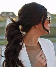 Load image into Gallery viewer, CHOCOLATE BROWN (4) HUMAN PONYTAIL CLIP IN HAIR EXTENSIONS 16 / 20 INCH  **THICK***