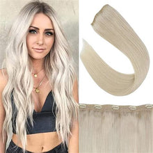Load image into Gallery viewer, LIGHTEST BLONDE (22) CLIP IN 22" HAIR EXTENSIONS 100% HUMAN REMY HAIR 110G/240G
