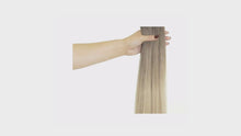 Load and play video in Gallery viewer, EUROPEAN TAPE HAIR EXTENSIONS 18 INCH 9A HIGH GRADE SOMBRE SANDY BLONDE (18/613)
