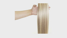 Load and play video in Gallery viewer, EUROPEAN TAPE HAIR EXTENSIONS 14 INCH 9A HIGH GRADE SANDY BLONDE (18/613)
